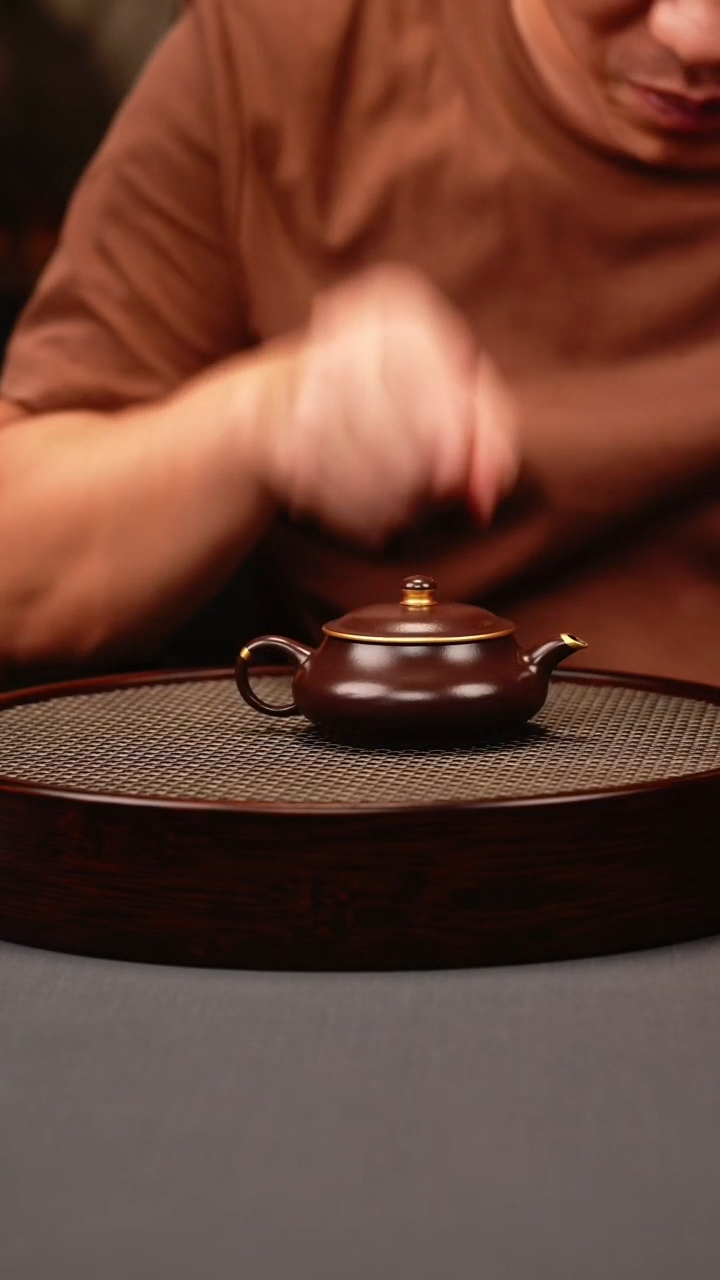 茶壶紫砂紫泥 明炉 描金