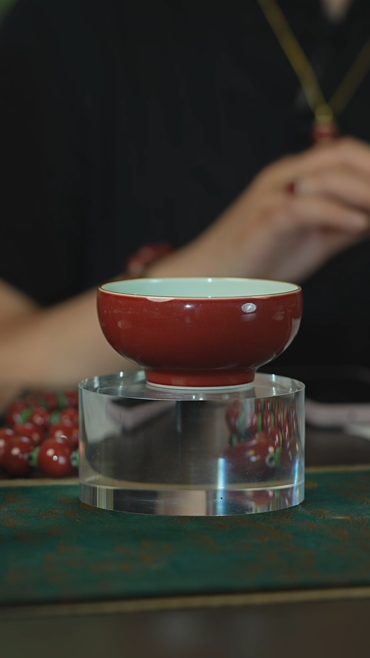 摆件耕道堂霁红礼品吉祥如意杯