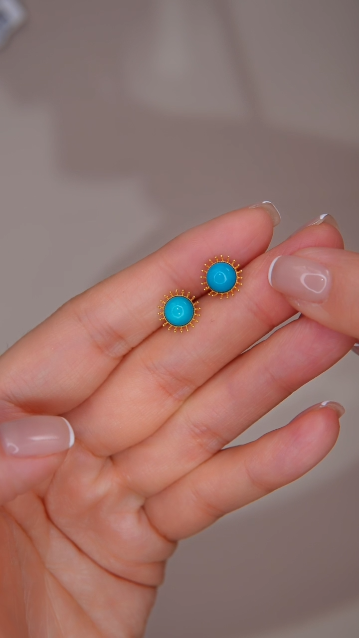 【闪购商品】绿松石耳饰18K金镶嵌多样性发货