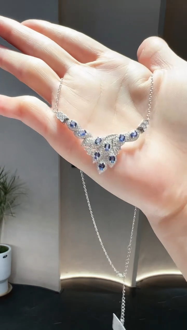 【闪购商品】蓝宝石颈饰银S925镶嵌13】