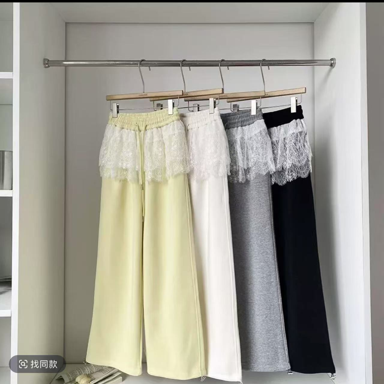 （看姐妹预约人数上新款式）新款蕾丝拼接松紧腰休闲卫裤