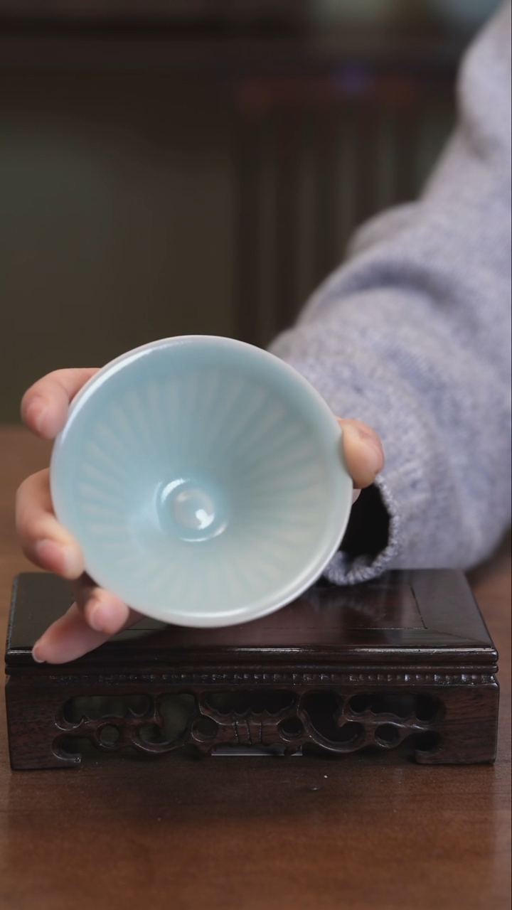 【闪购商品】清凉寺原产地仿古釉汝瓷斗笠杯（微瑕）