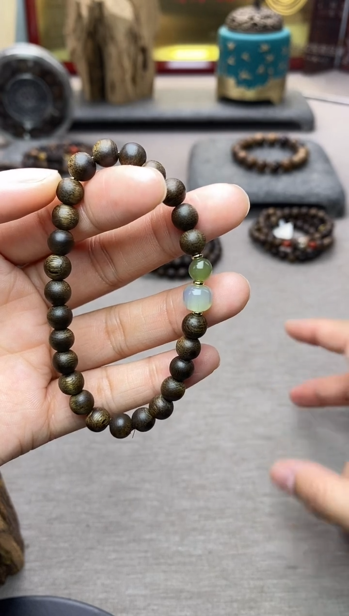 【闪购商品】沉香手串芽庄白棋老料沉水06单圈设计