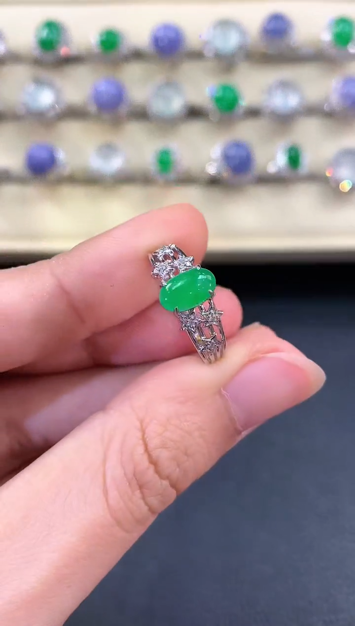 【闪购商品】翡翠戒指18K金镶嵌B43   