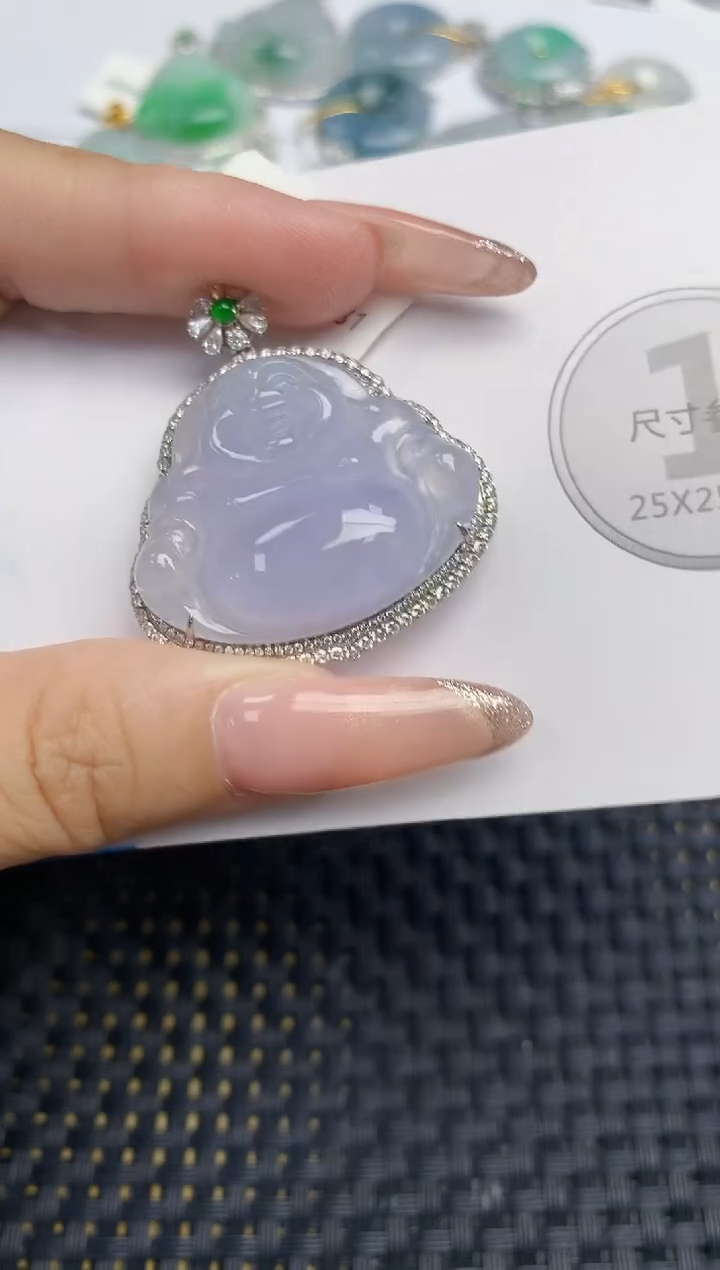 颈饰18K金镶嵌翡翠天然缅甸A货翡翠百元以上9元证书费自理