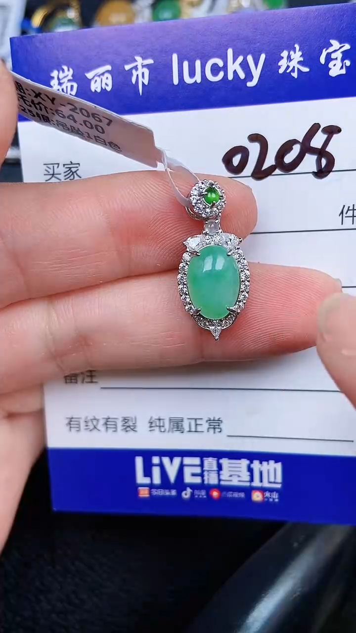 颈饰银S925镶嵌翡翠0208
