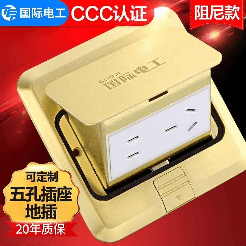 TEP国际电工不锈钢全铜防水无阻尼多功能家用地面地插座五孔十孔