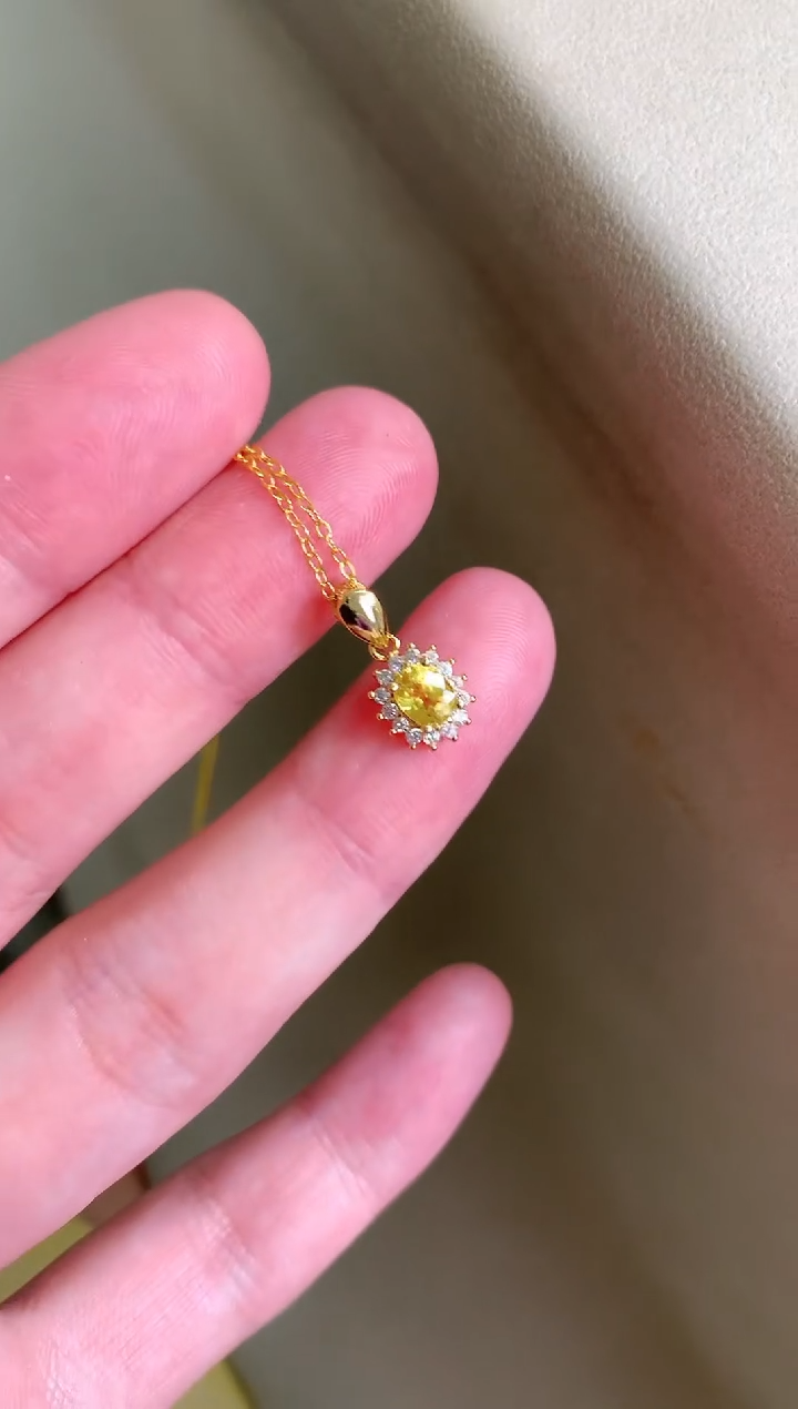 蓝宝石颈饰银S925镶嵌吊坠