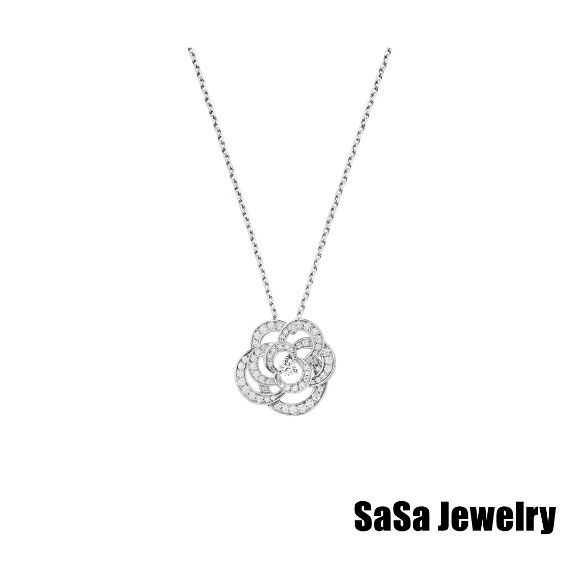 合金项链 合金项链轻奢百搭山茶花项链