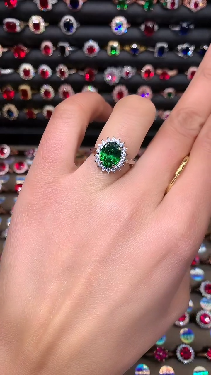 【闪购商品】透辉石戒指银S925镶嵌810