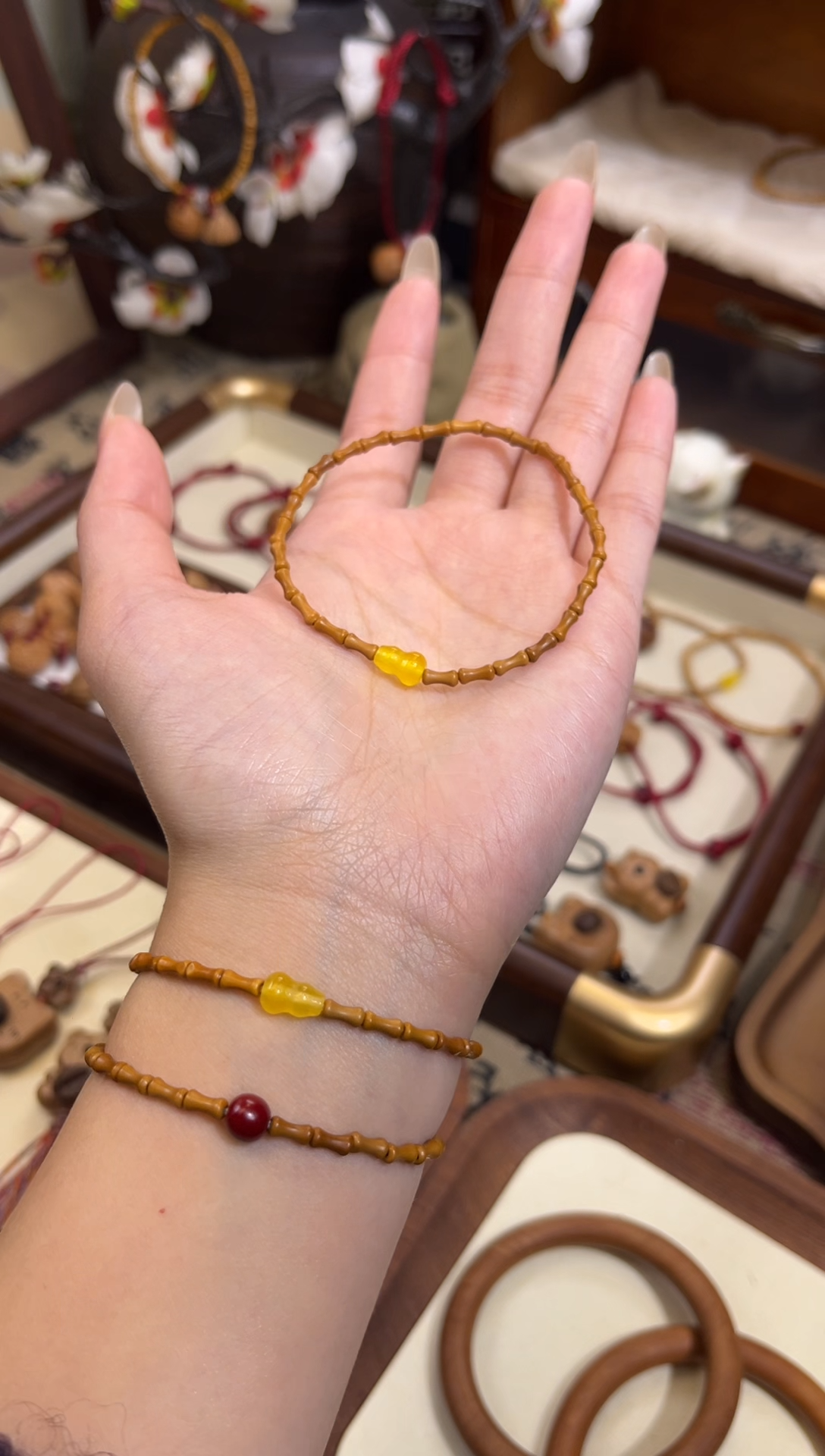 手串桃核【桃缘行】竹节「黄色葫芦」桃木桃核辟、挡、驱、护 备注手围