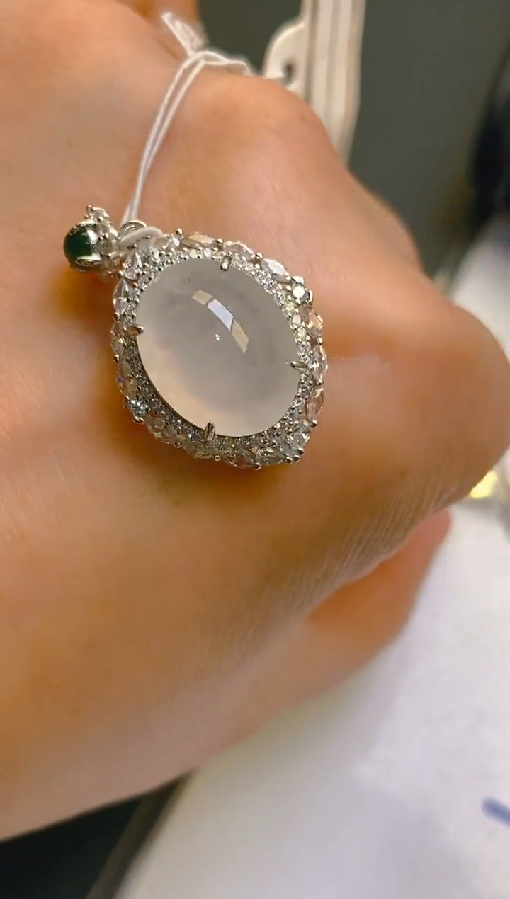 【闪购商品】翡翠耳饰银S925镶嵌天然A货翡翠1