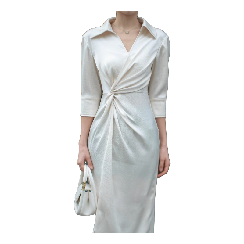 年终请沧25秋季新款露肩气质显瘦修身收腰长通勤连衣裙 6721 JJQC