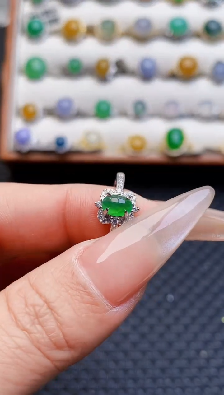 银S925镶嵌戒指翡翠4745