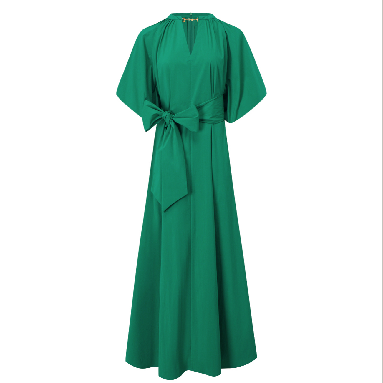 芈莱尤优——新款【绯韵韶华】V领花苞袖连衣裙L25-5330