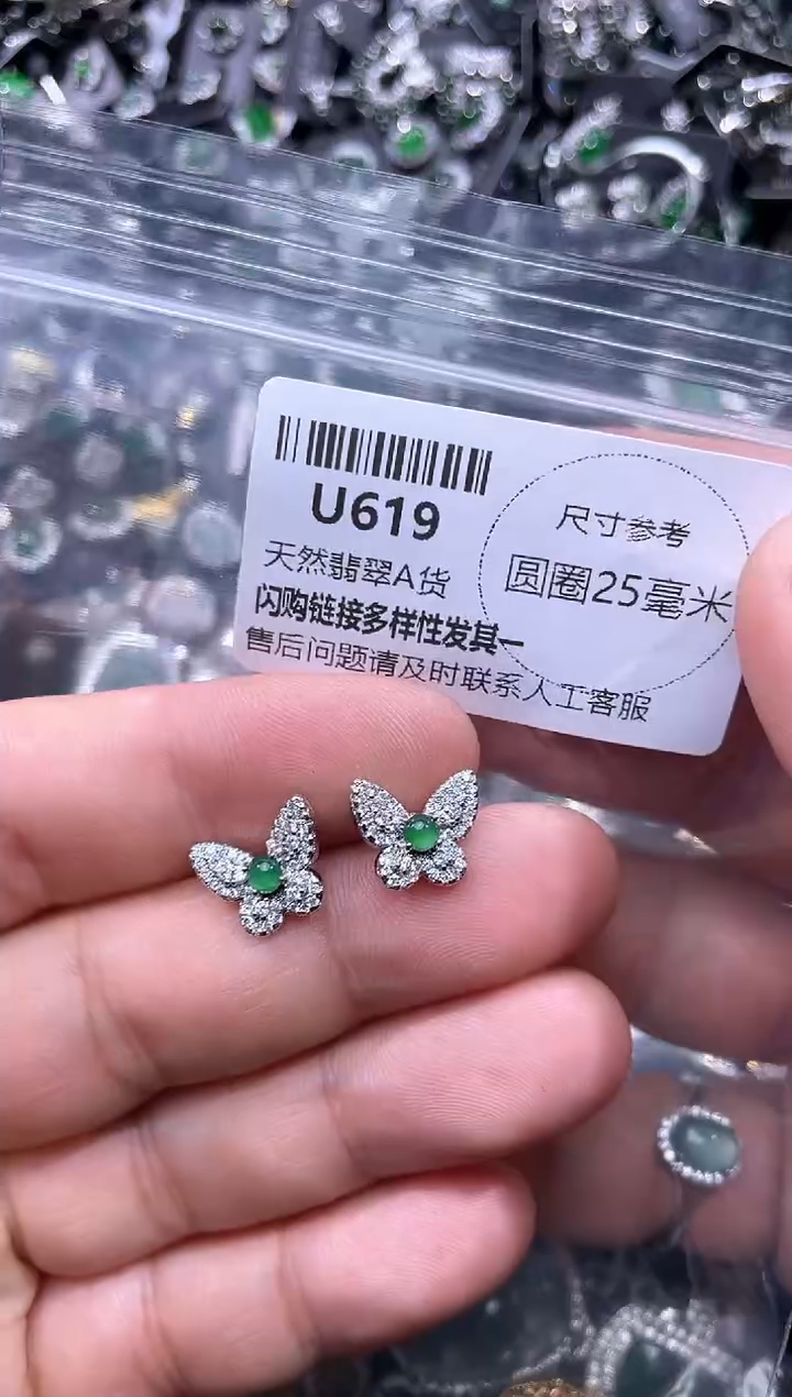 【闪购商品】翡翠颈饰未镶嵌U619耳钉