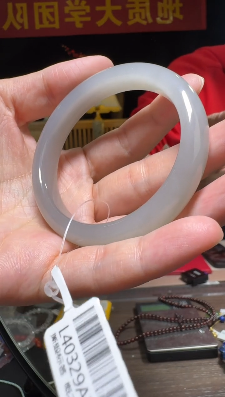 【闪购商品】和田玉手镯未镶嵌和田玉烟紫宽条手镯55#