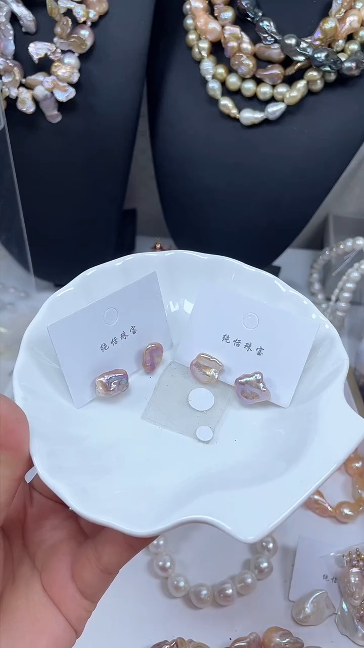 未镶嵌淡水珍珠耳饰【纯恬巴洛克饰品】（多样性发货发一）