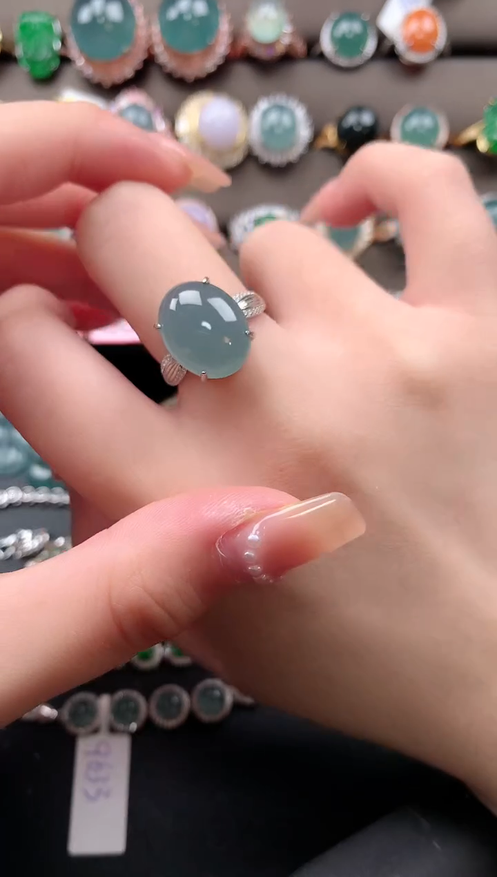 【闪购商品】翡翠戒指银S925镶嵌52114