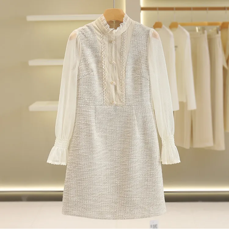 江江上身款【爱】装饰扣V领假口袋针织连衣裙#QPE48L004