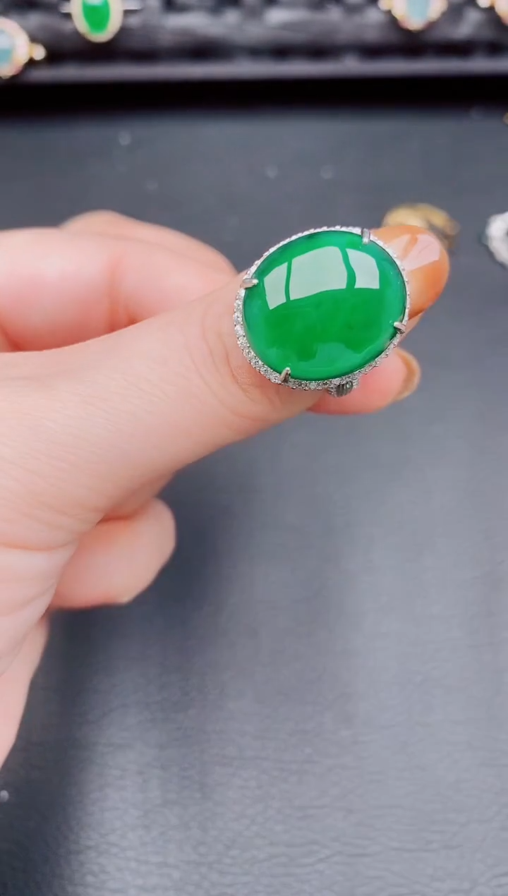 【闪购商品】翡翠戒指银S925镶嵌天然a货翡翠578