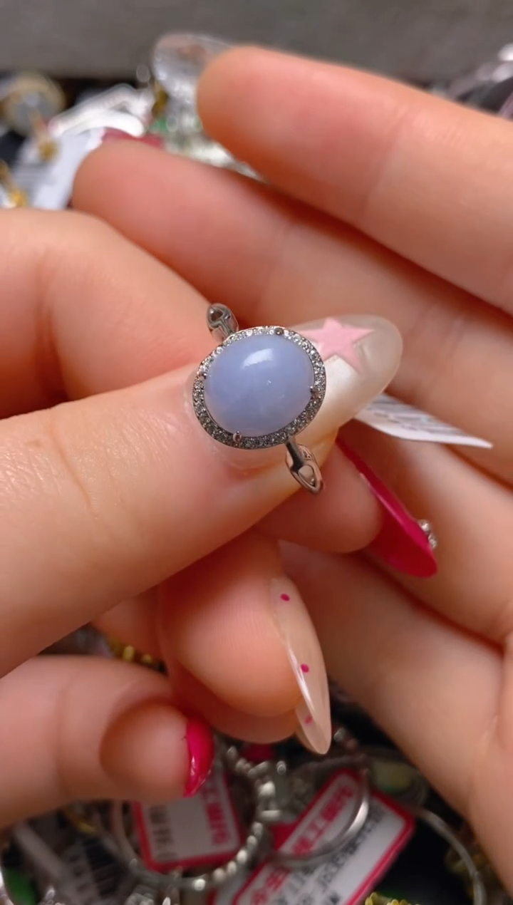 银S925镶嵌戒指翡翠百内无证书