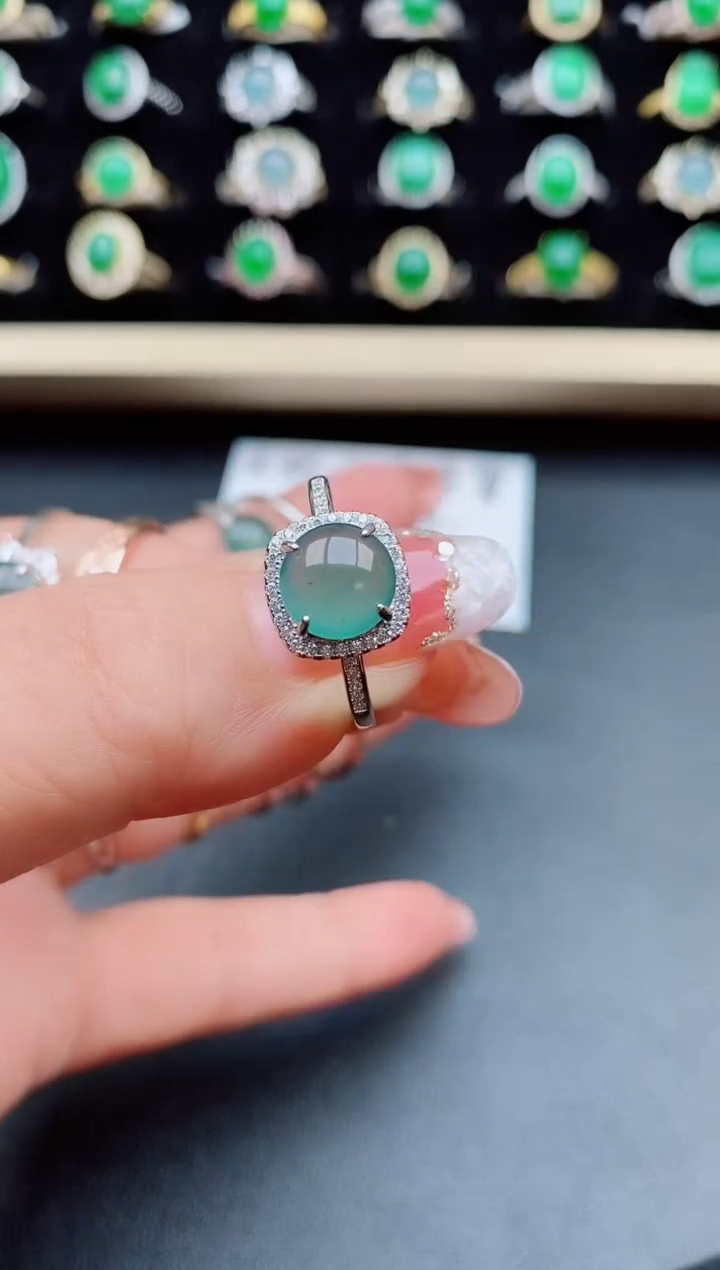 【闪购商品】翡翠戒指银S925镶嵌808080