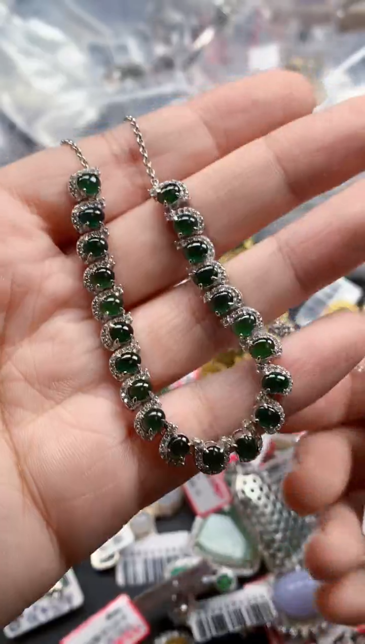 银S925镶嵌戒指翡翠天然A货缅甸翡翠