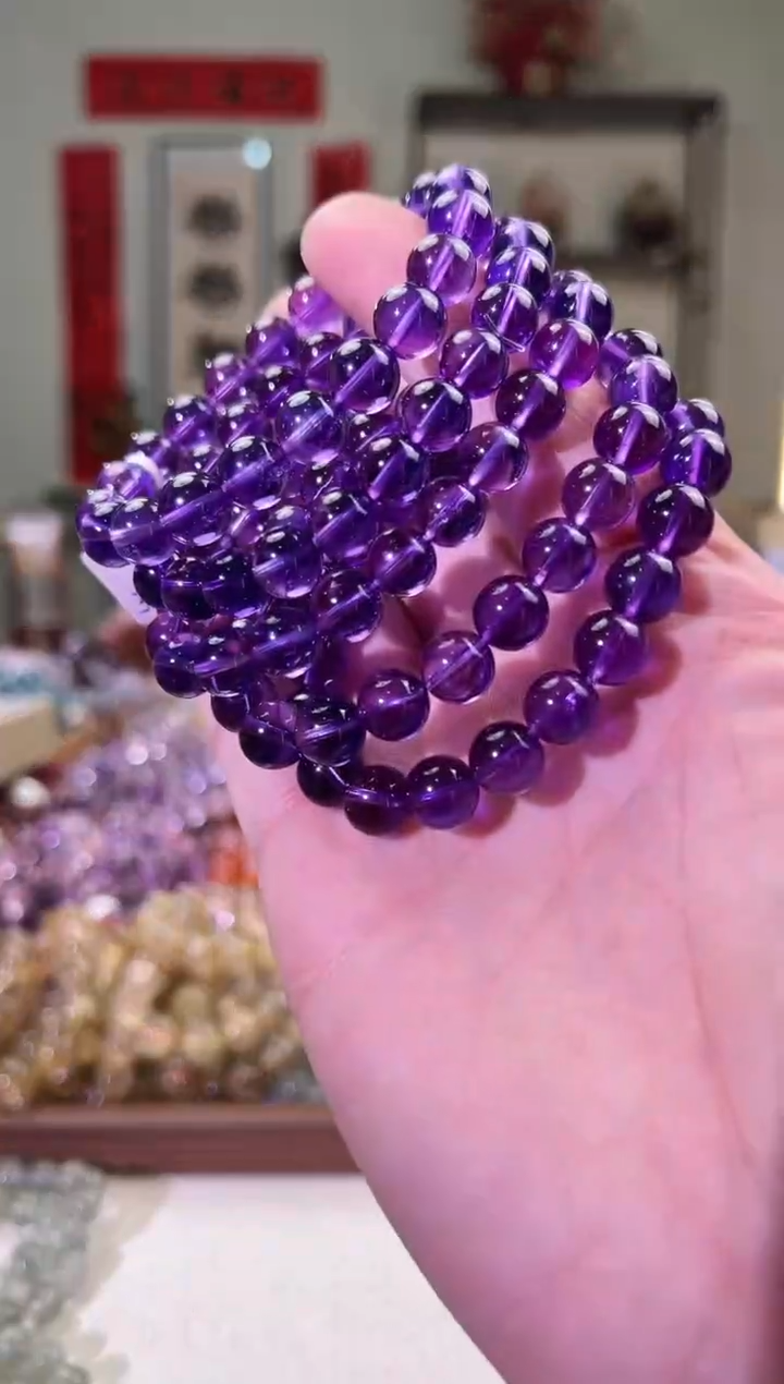 【闪购商品】紫晶手串未镶嵌9.6+mm乌拉圭紫水（多样性发其一）