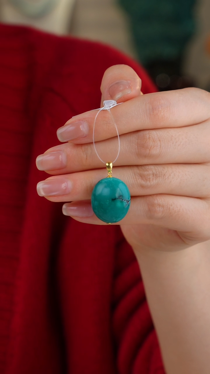 【闪购商品】绿松石吊坠(不含链)18K金镶嵌1