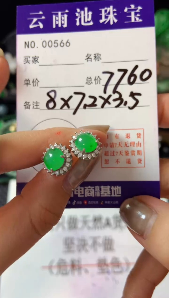 【闪购商品】翡翠耳饰银S925镶嵌翡翠