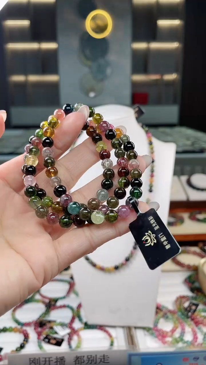 未镶嵌老矿碧玺三圈手串6mm+碧玺（多样性发一条）T