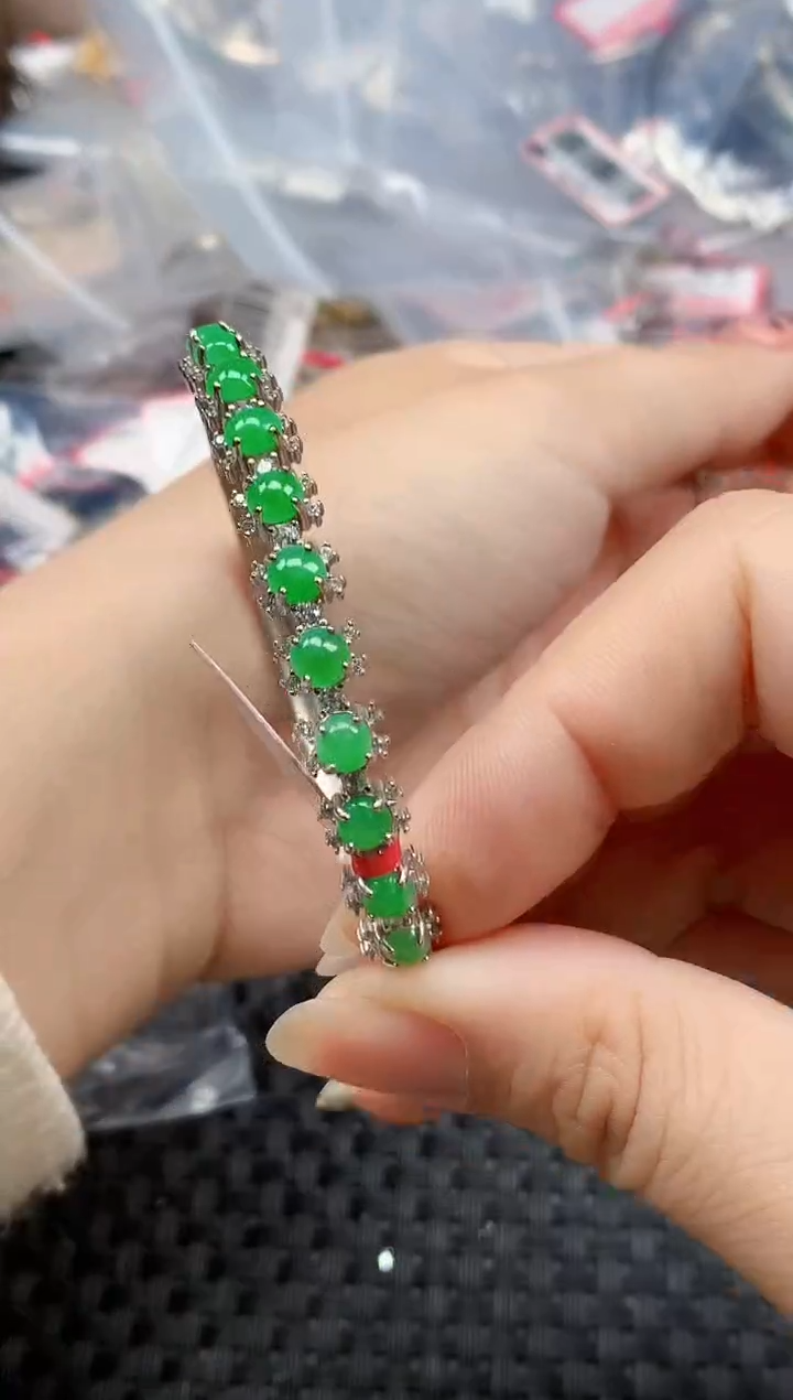 银S925镶嵌戒指翡翠天然A货缅甸翡翠