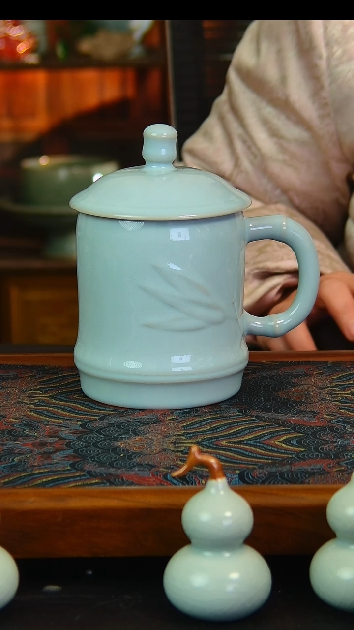 瓷片天青办公杯微瑕