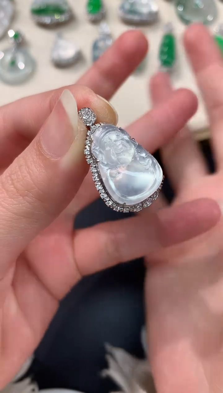 【闪购商品】翡翠吊坠(不含链)18K金镶嵌A285|19800