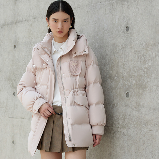 [百靓苑] 824Y806 一手长收腰时尚韩版白鸭绒羽绒服