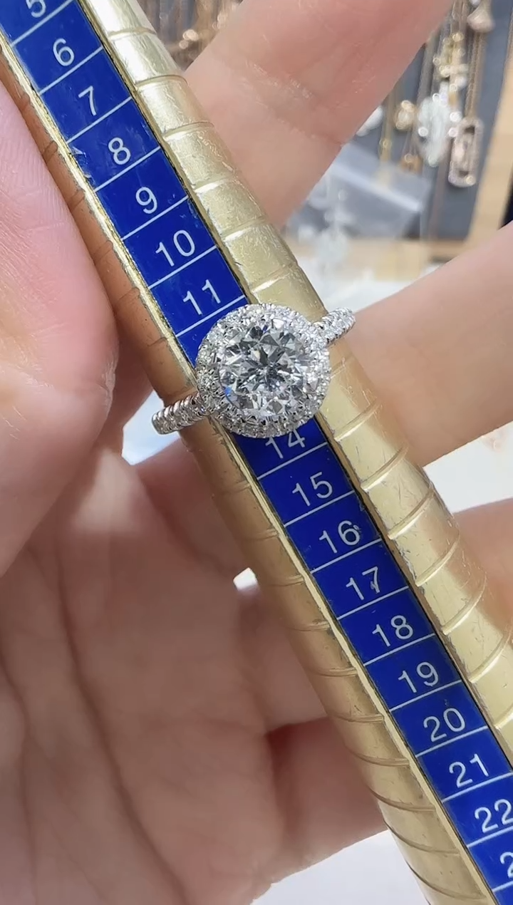 【闪购商品】天然钻石戒指/指环18K金镶嵌戒指13号