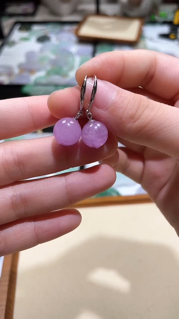 【闪购商品】锂辉石耳饰银S925镶嵌耳坠