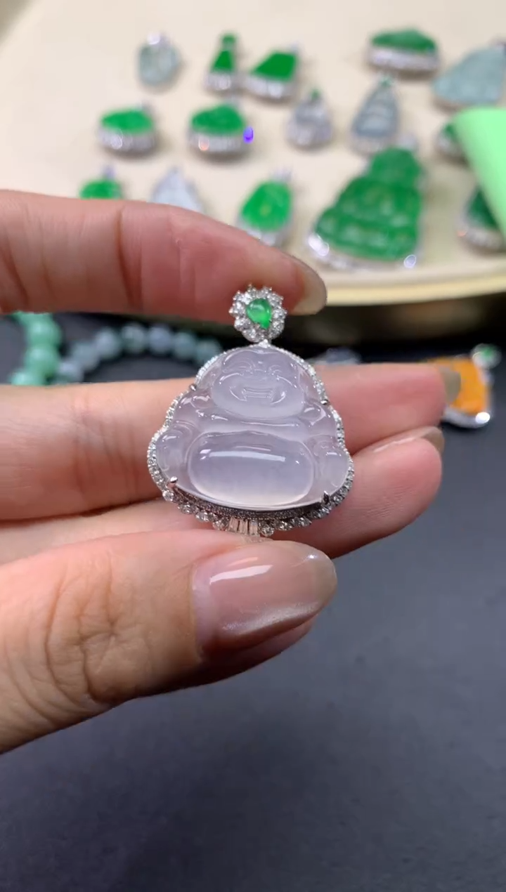 【闪购商品】翡翠吊坠(不含链)18K金镶嵌130天然A货翡翠