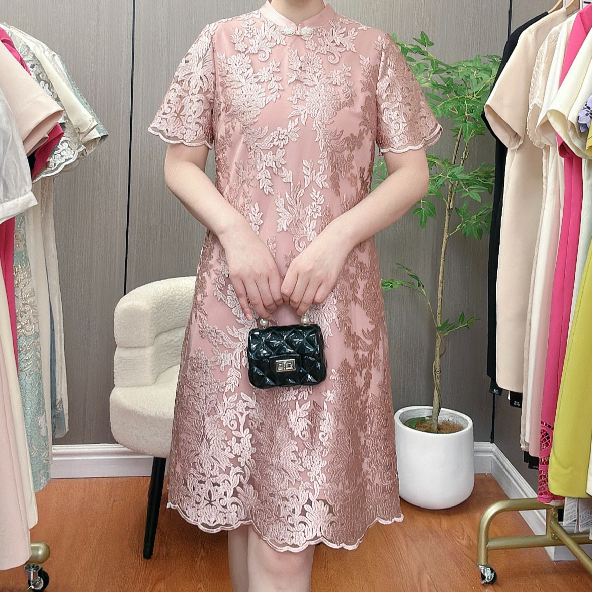 201-701夏季款气质宽松遮肚子A字版连衣裙