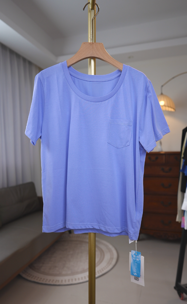 D1-2-1-C2424 简约带口袋纯色上衣-冯丽丽