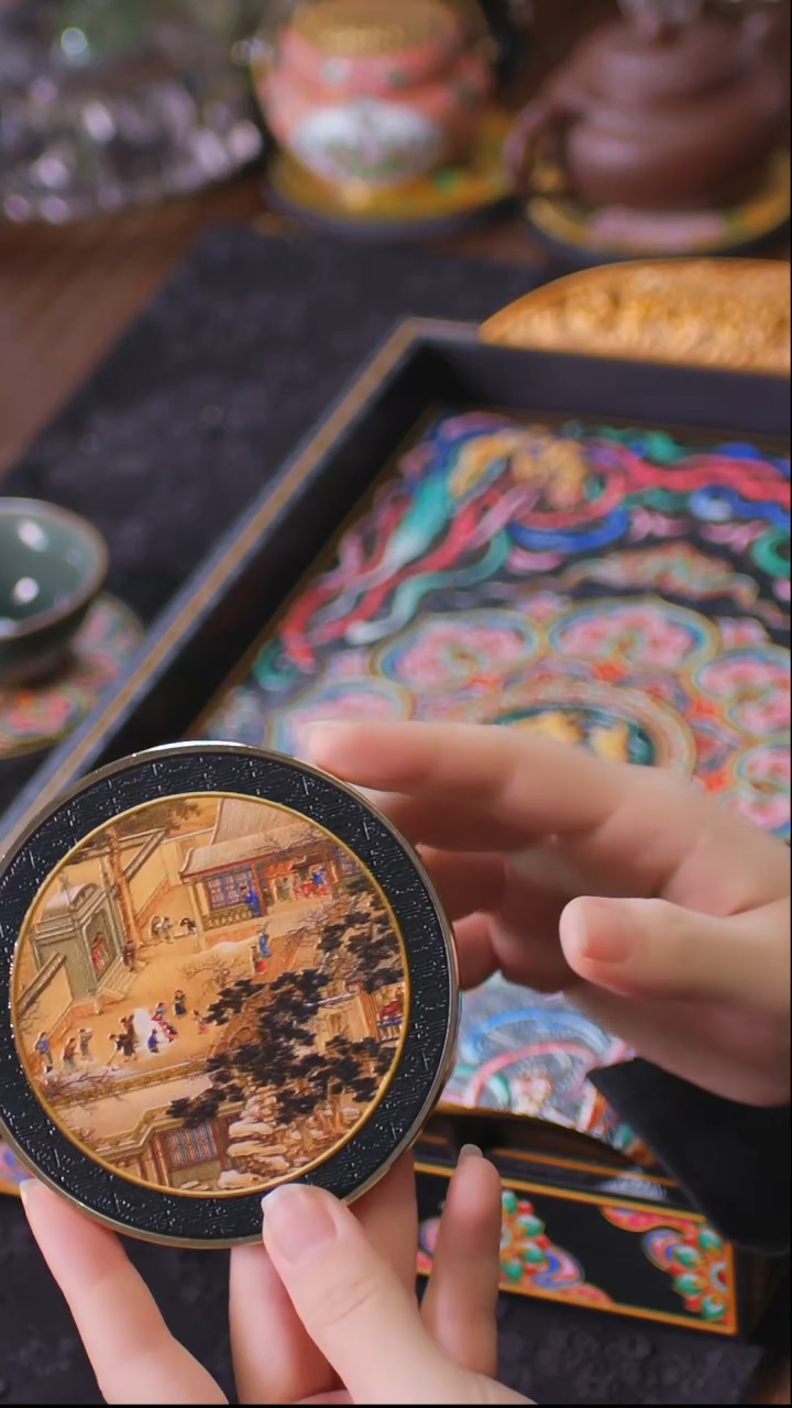 壹藏贰宝十二月月令图铜圈杯垫一片