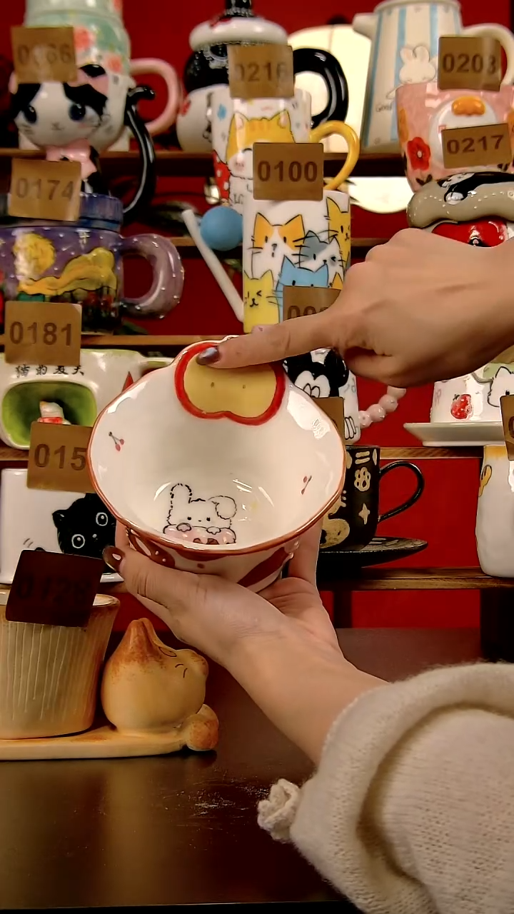 碗景德镇陶瓷纯手绘卡通风碗