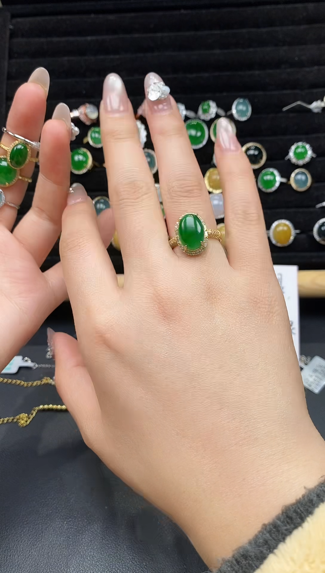 银S925镶嵌戒指翡翠111