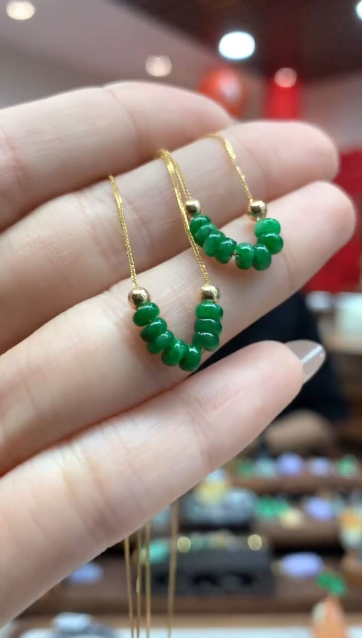 【闪购商品】翡翠套链18K金镶嵌算盘珠多样性发货1件