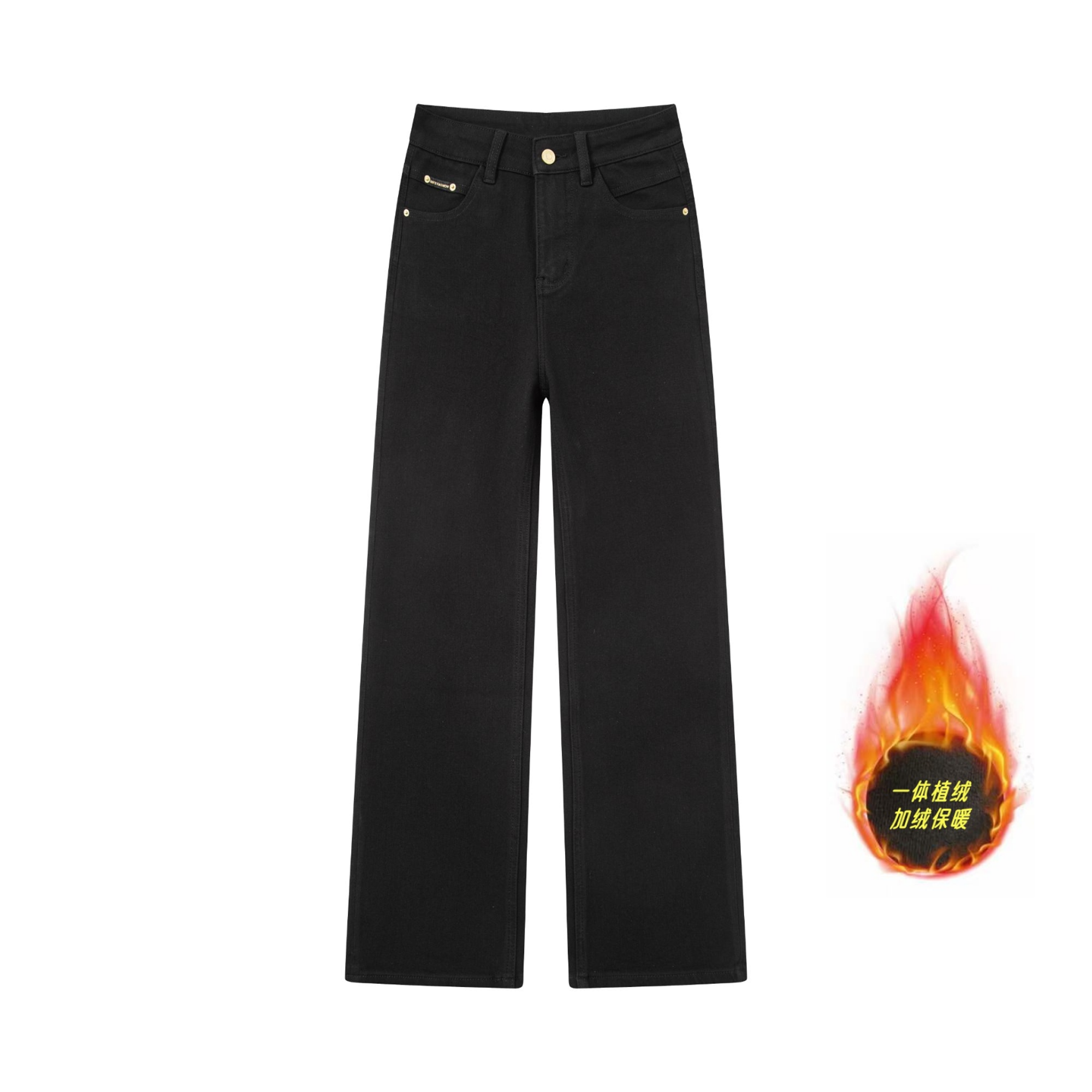 【加绒|单裤】• 陨黑系列 • 定制不掉色黑色牛仔-百搭时尚牛仔裤女