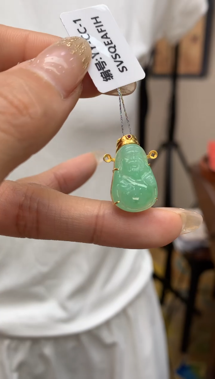 【闪购商品】翡翠颈饰18K金镶嵌财神