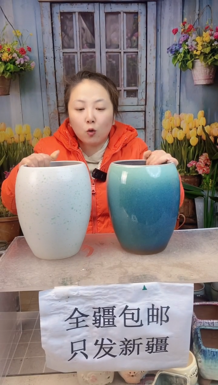 006白蓝蛋形两个装  口14高20