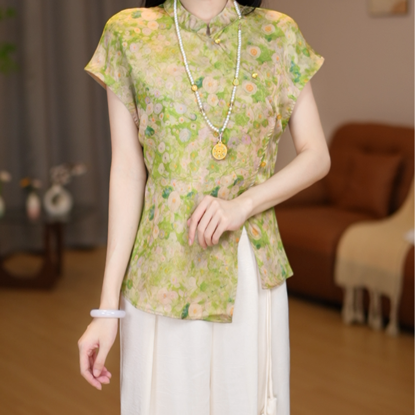 【现货】【616-无忧渡】新中式国风女款复古修身开衫飞袖上衣-园园