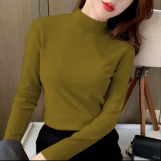  显瘦德绒打底衫女2025新款冬季内搭半高领保暖长袖t恤洋气上衣